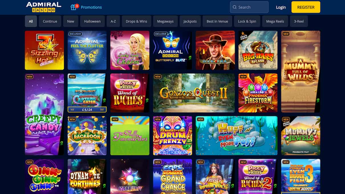 Раздел бонусов Admiral Casino — приветственный бонус и кешбэк